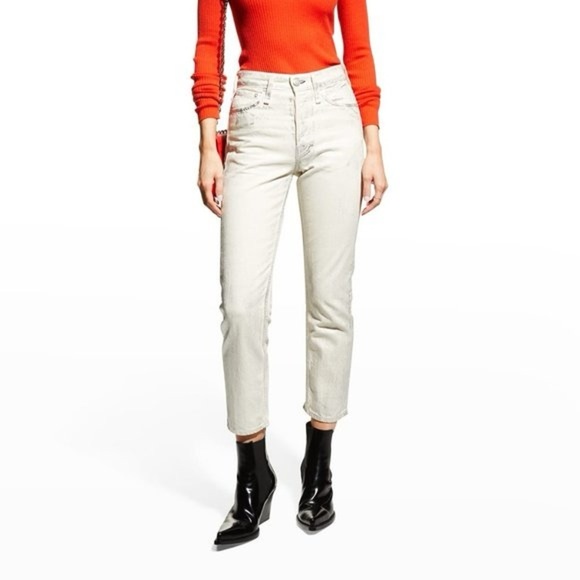 Rag & Bone Maya High-Rise Ankle Slim Jeans - 31 |Metallic Moonshine Coated Denim - Picture 1 of 16